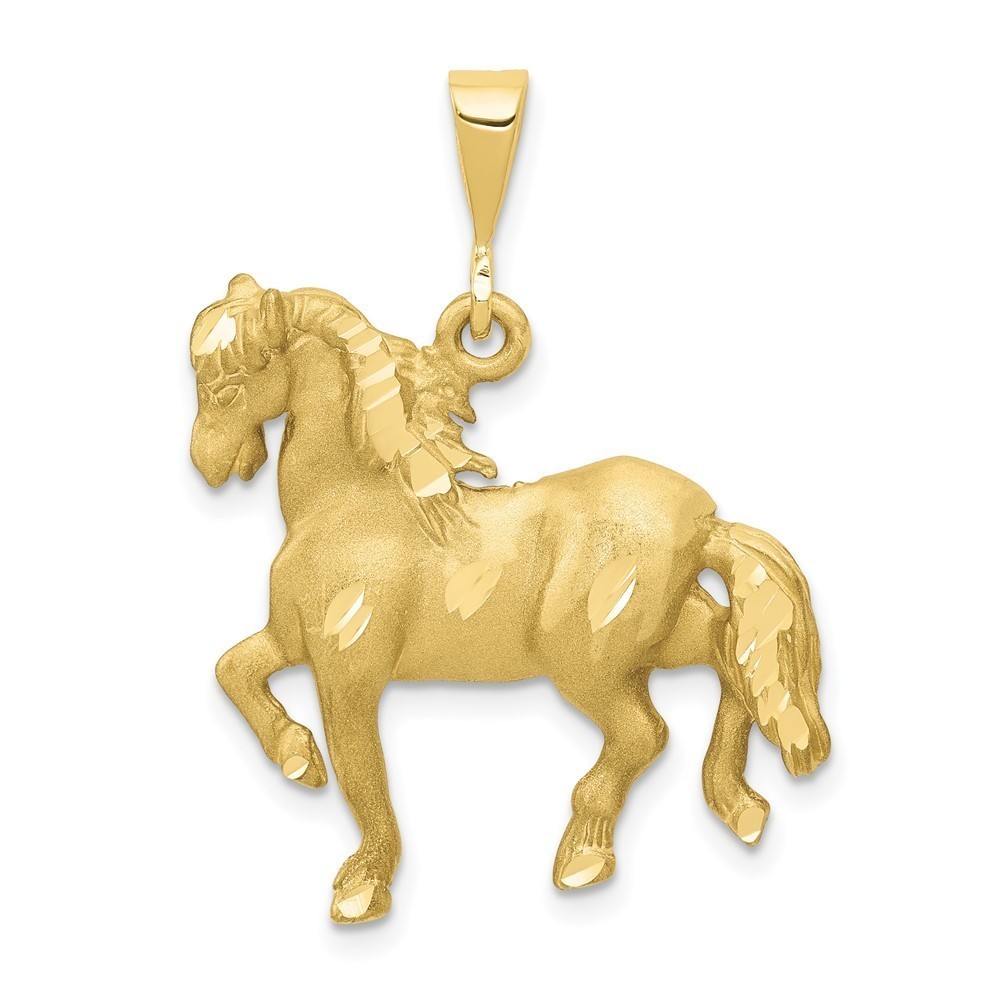 10k Yellow Gold Equestrian Fine Jewelry Horse Necklace Charm Pendant